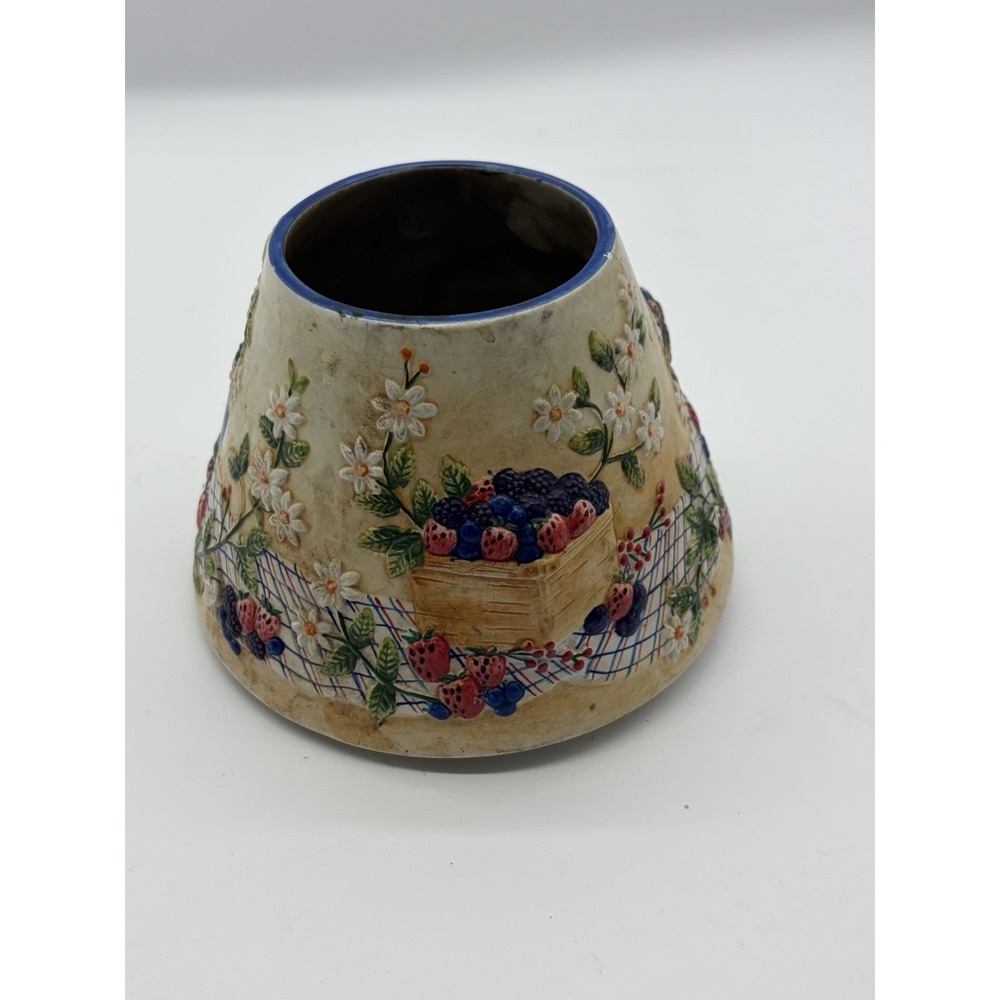 McKenna Design Ceramic Shade Jar Candle Topper Strawberry Fruit Basket Design